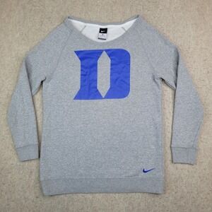 Nike Duke Blue Devils Round Neck Sweater Womens Small Gray Long Sleeve Pullover